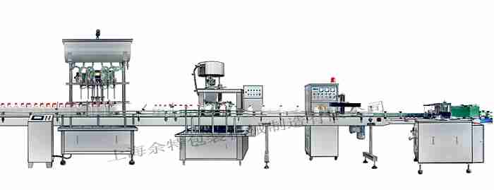 GZF-6L直列式裝機、自動鎖蓋機、鋁箔封口、糨糊貼標灌裝線